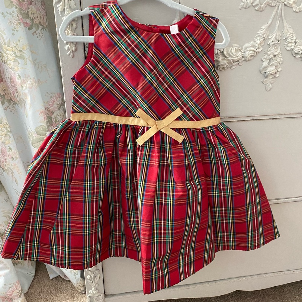 Christmas Tartan Plaid Dress 2T Red